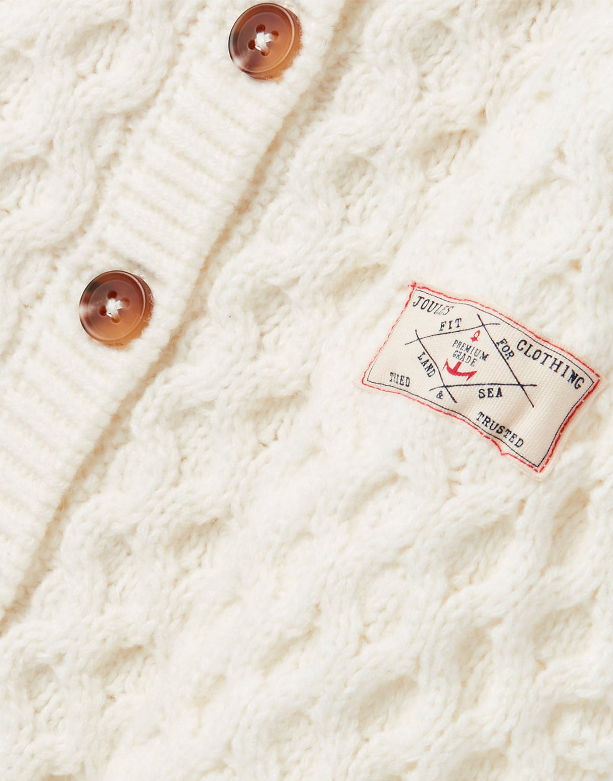 Joules Rhett Aran Knit Cardigan - Cream