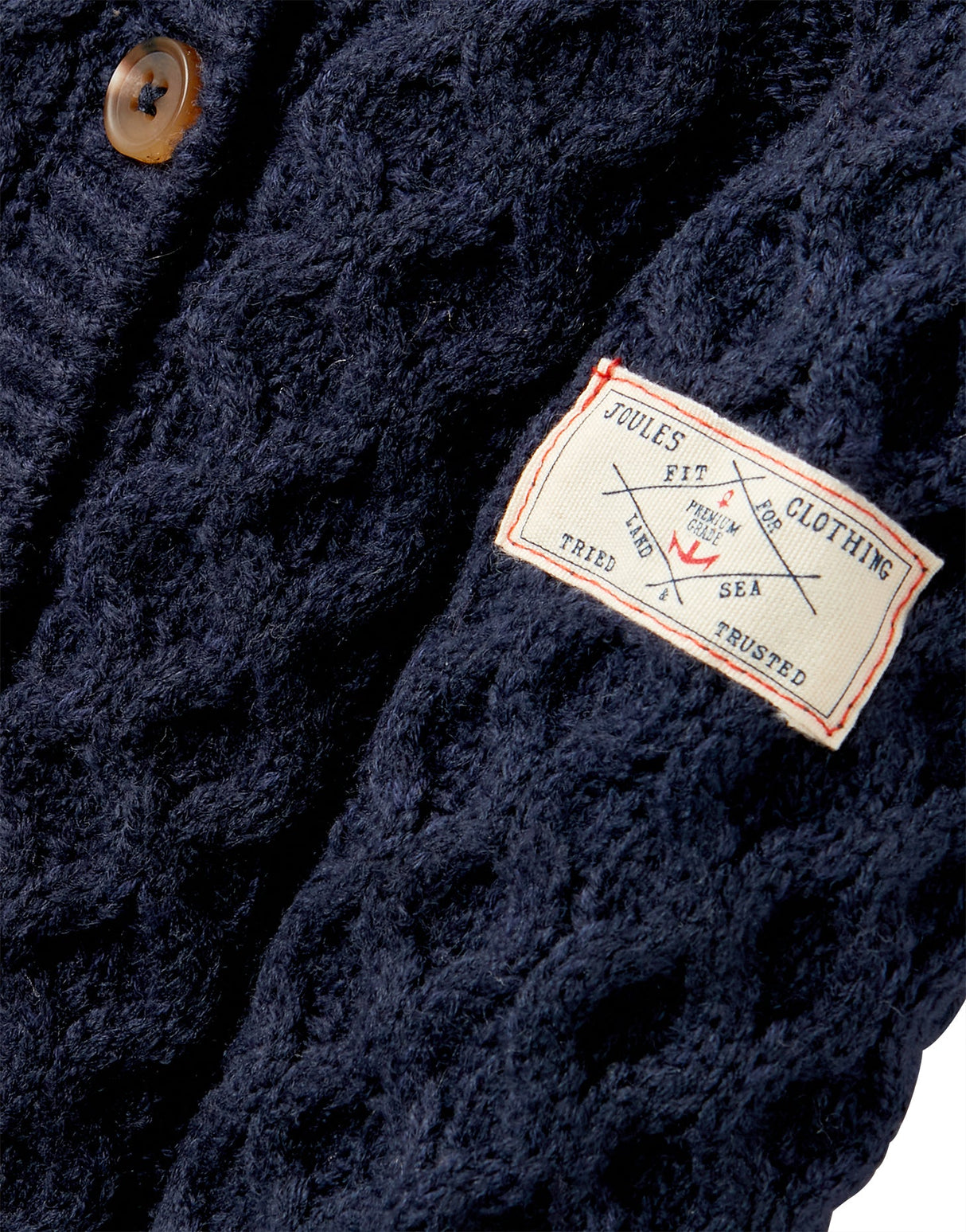 Joules Rhett Aran Knit Cardigan - Navy