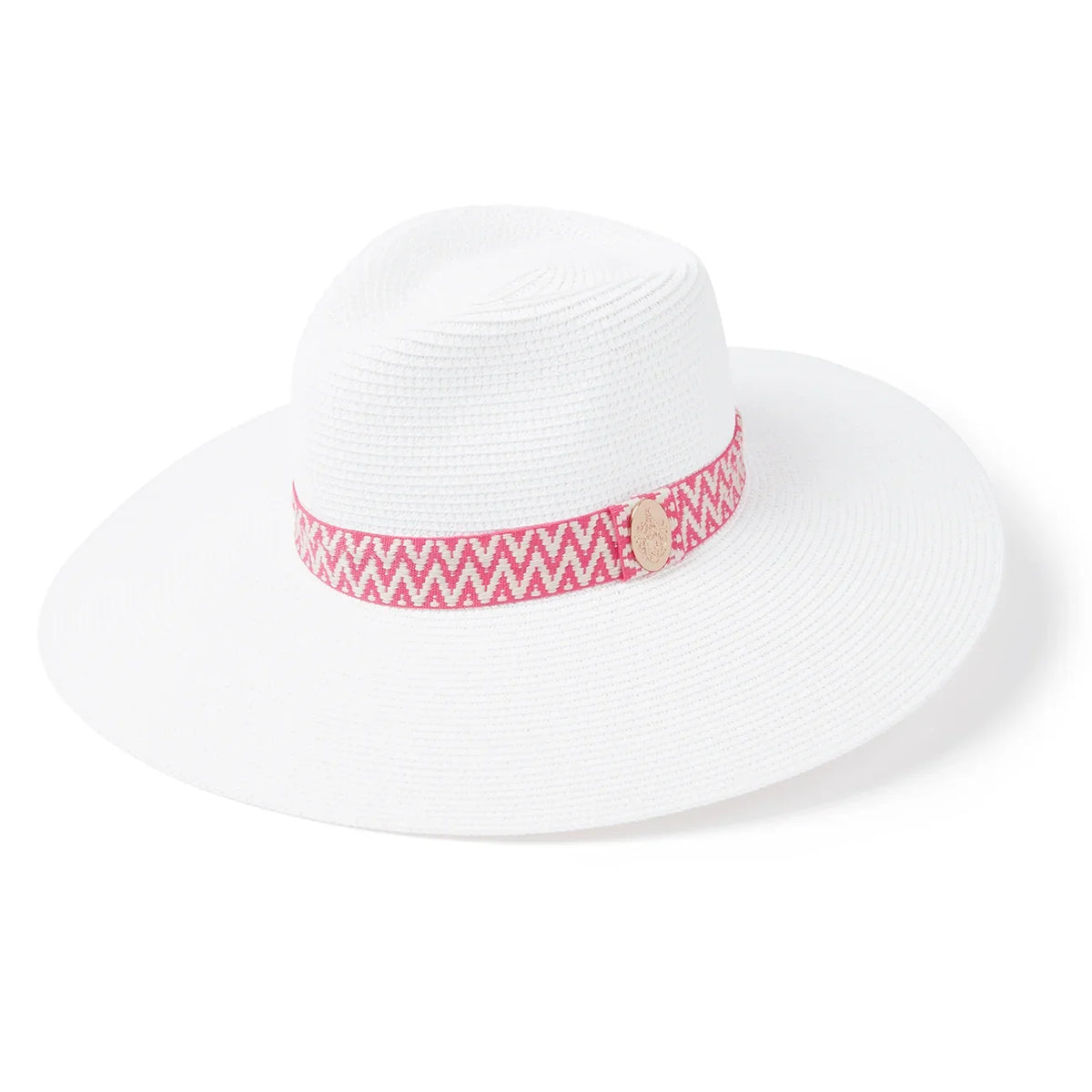 Hicks & Brown Pebmarsh Aztec Fedora White/Pink