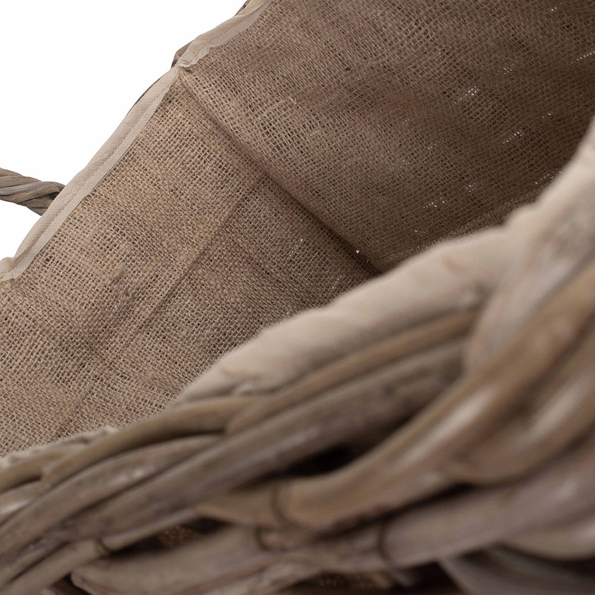 Small Wheeled Rattan Cordura Lined Log Basket