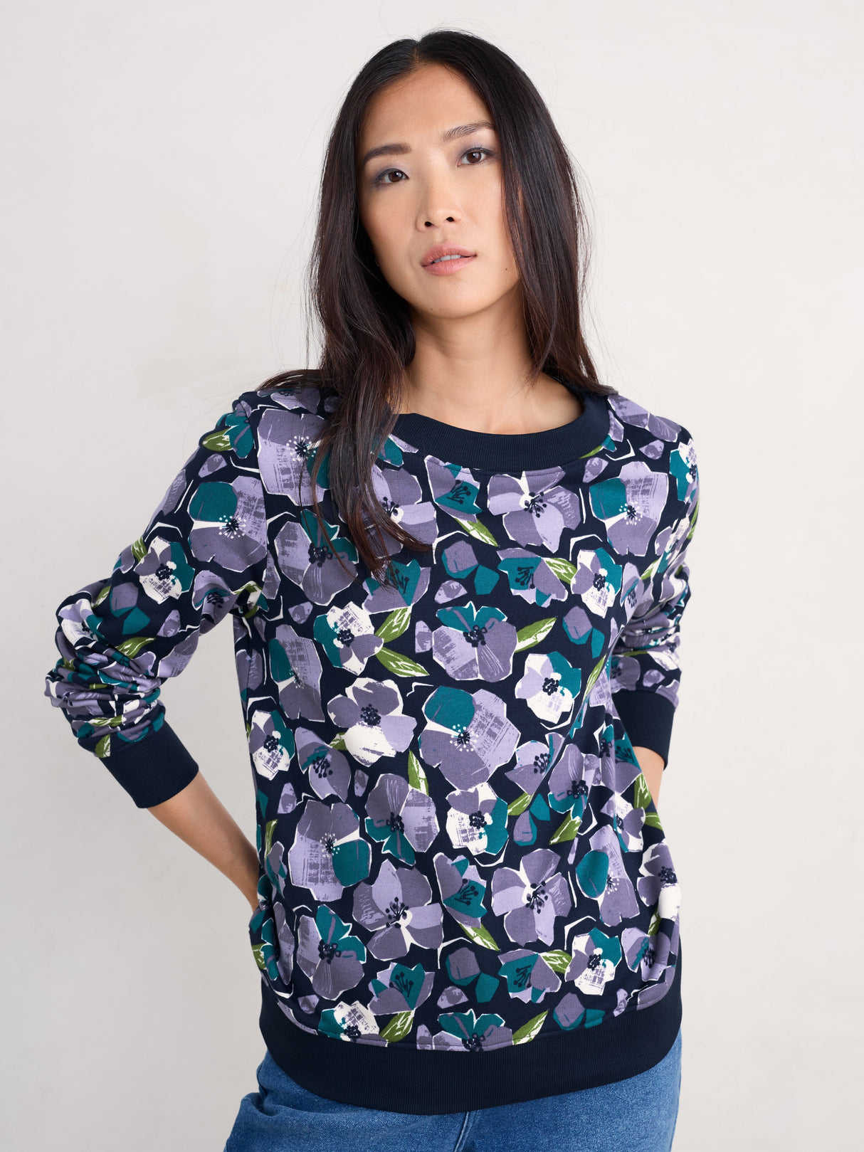 Seasalt Bright Wave Sweatshirt - Paper Hellebores Echium