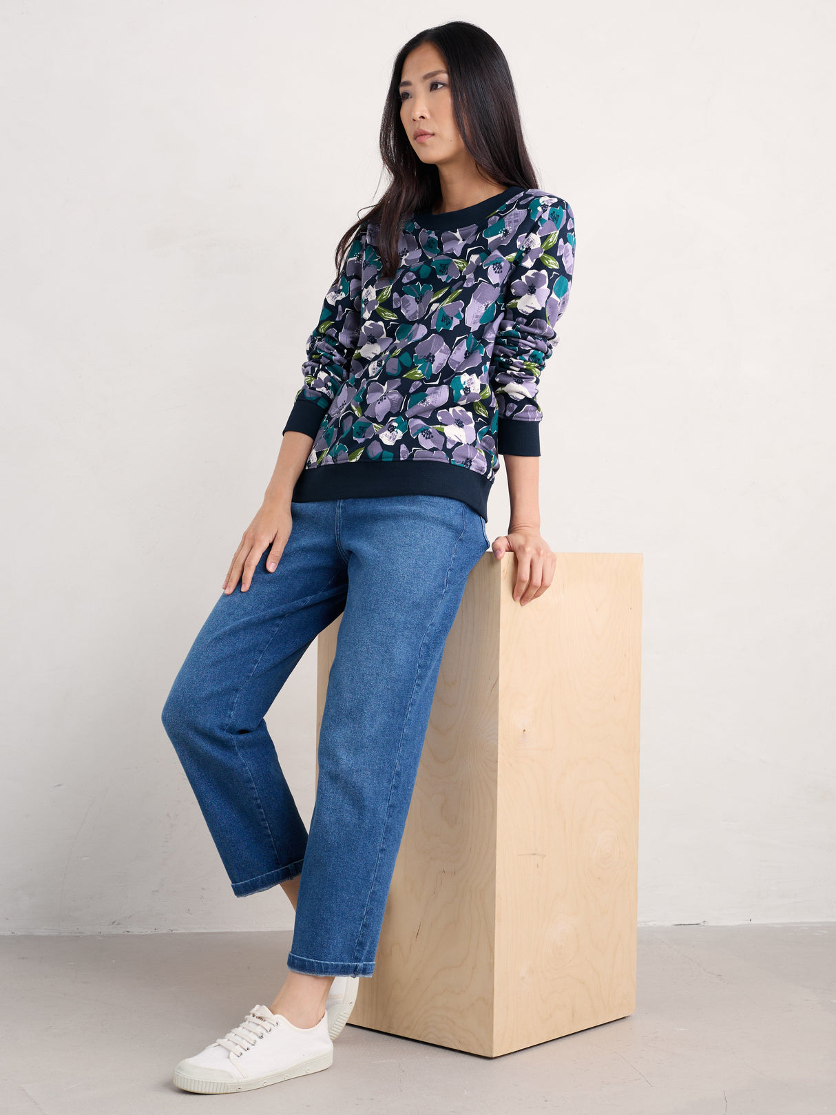 Seasalt Bright Wave Sweatshirt - Paper Hellebores Echium