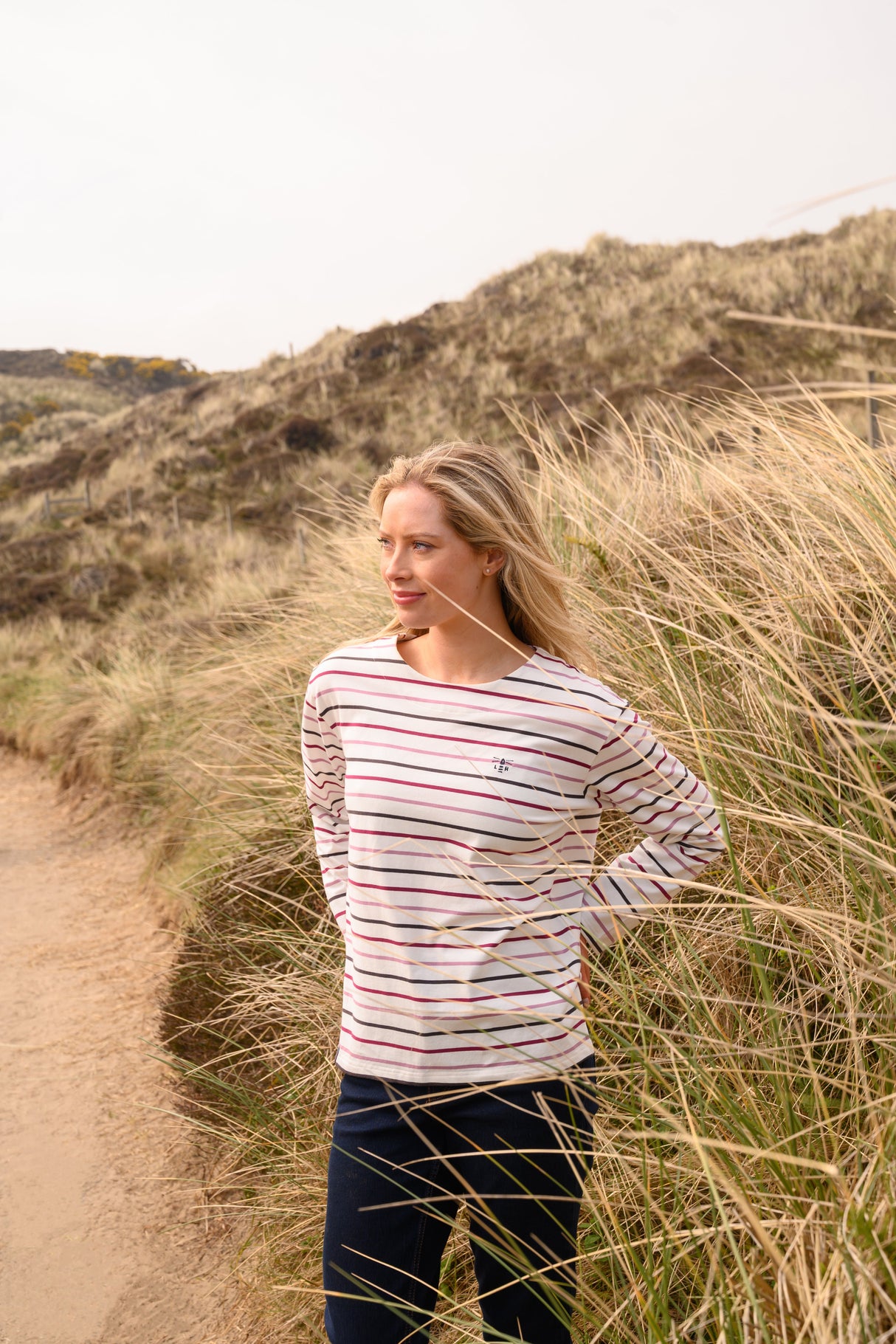 Lighthouse Ladies Causeway II Top - Cranberry/Pink Stripe
