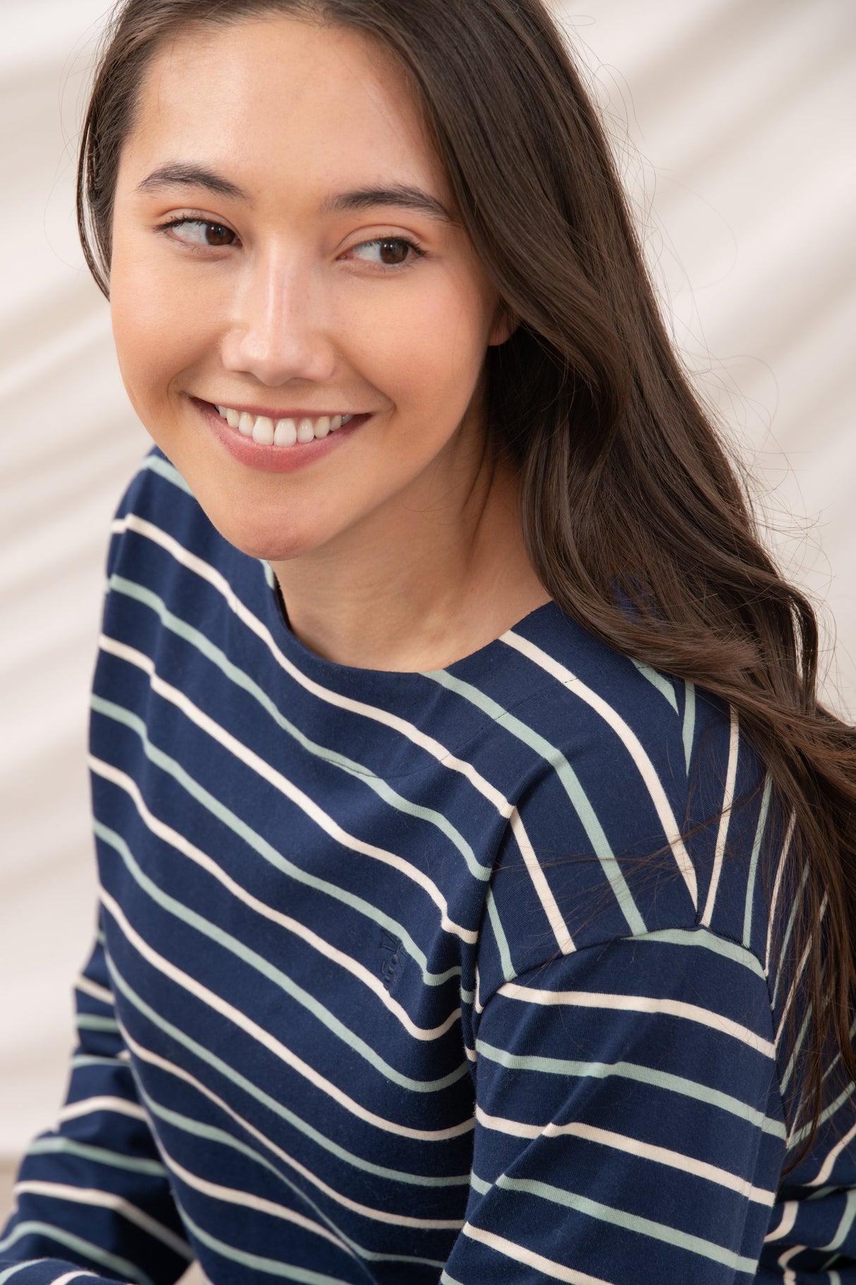 Lighthouse Ladies Causeway II Top - Navy Cream/Sage Str