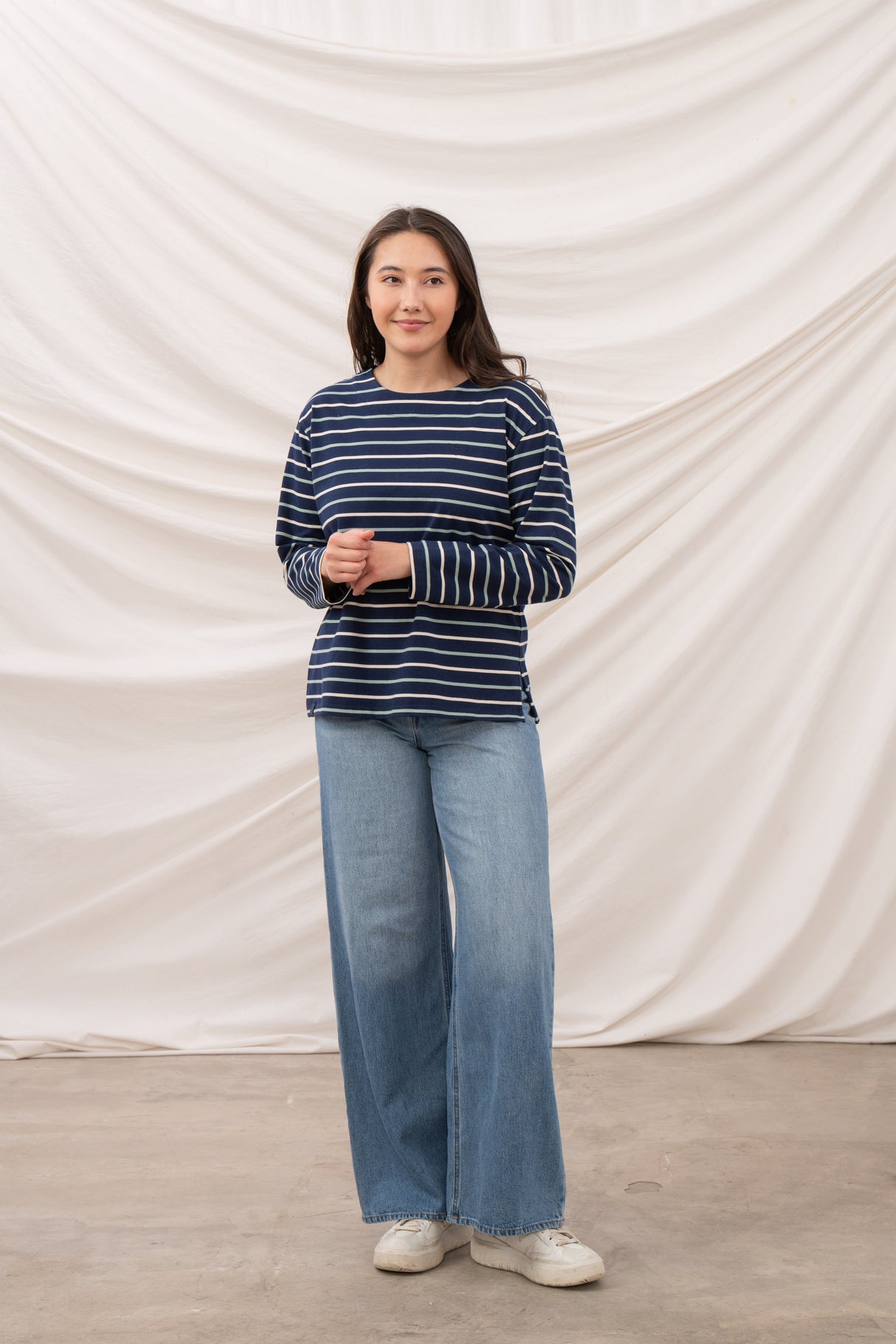 Lighthouse Ladies Causeway II Top - Navy Cream/Sage Str