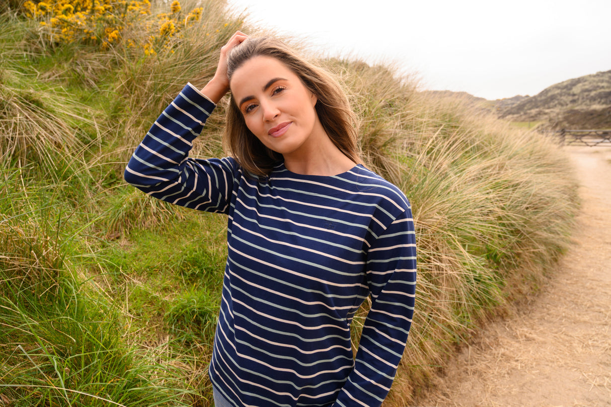 Lighthouse Ladies Causeway II Top - Navy Cream/Sage Str