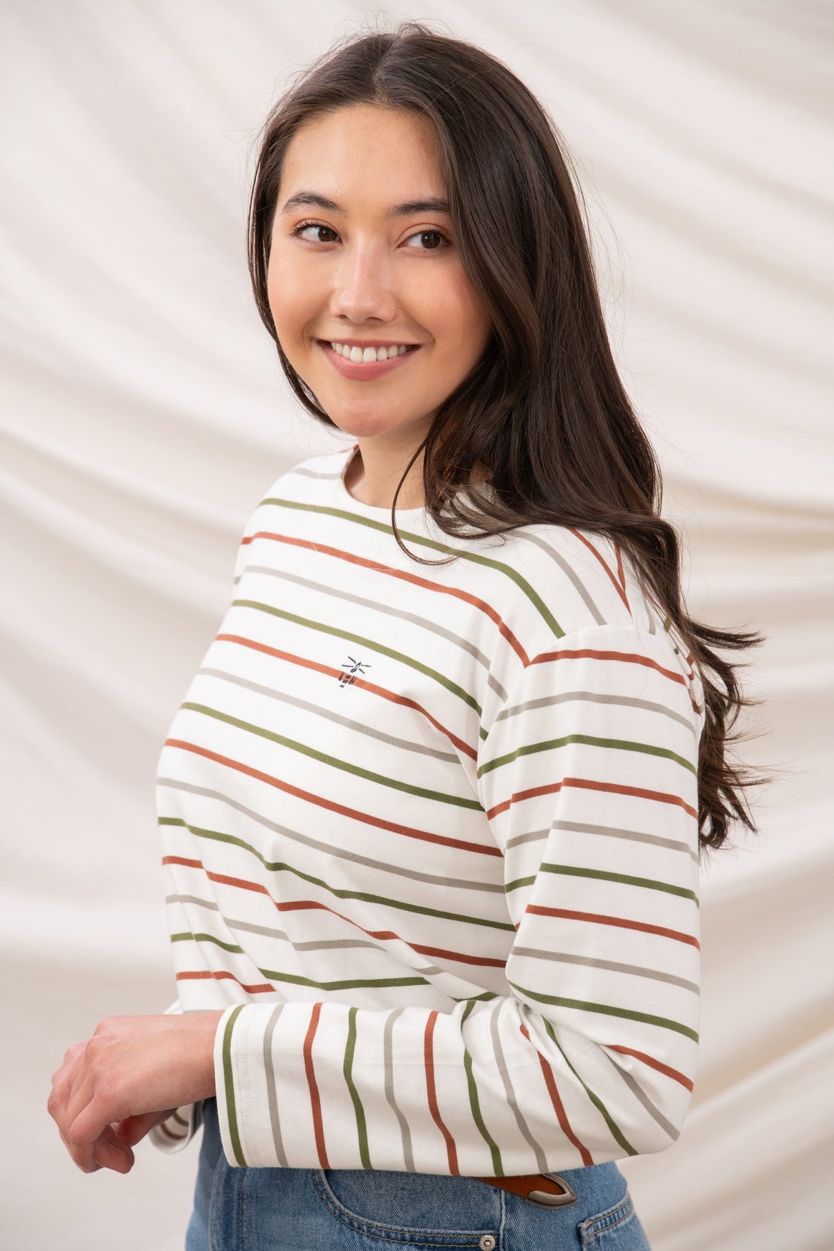 Lighthouse Ladies Causeway II Top - Sea Kelp/Rust Stripe