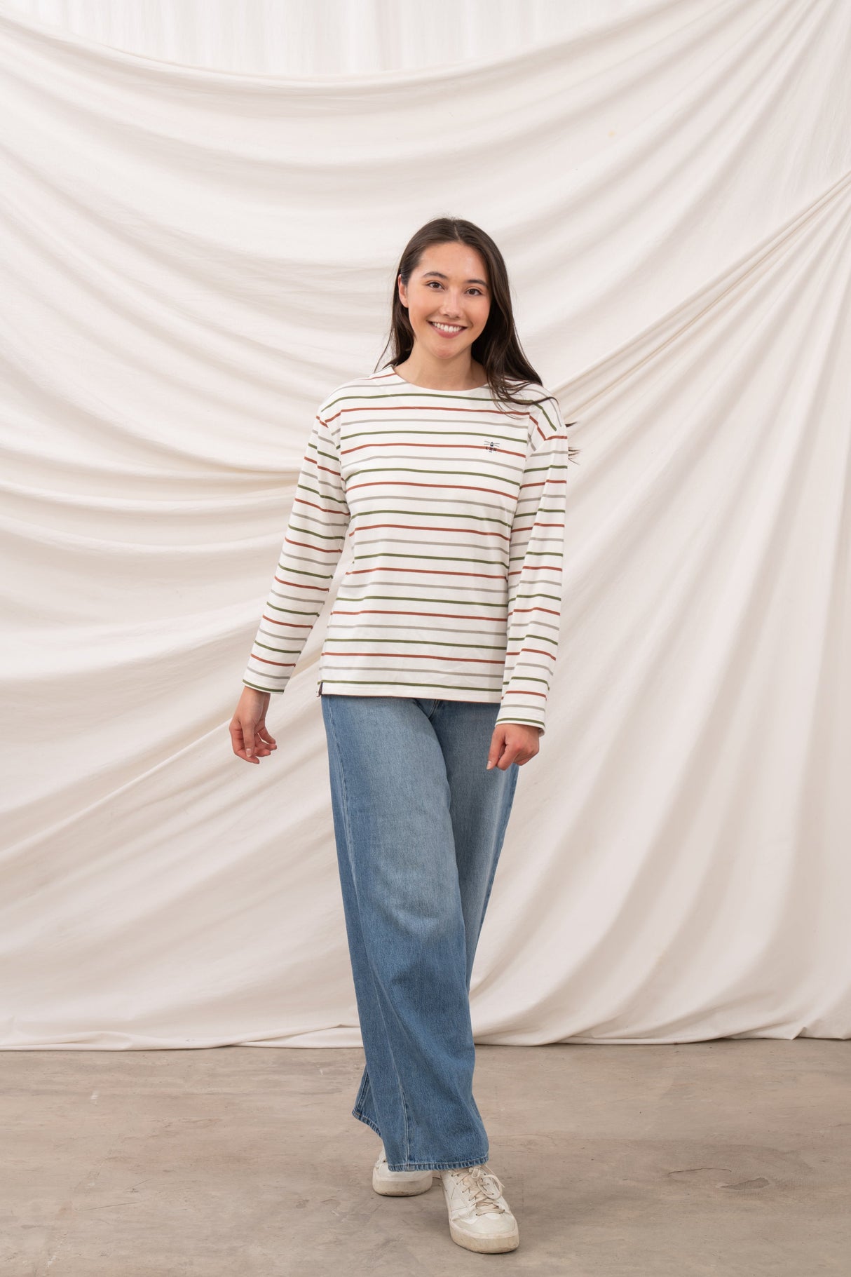 Lighthouse Ladies Causeway II Top - Sea Kelp/Rust Stripe