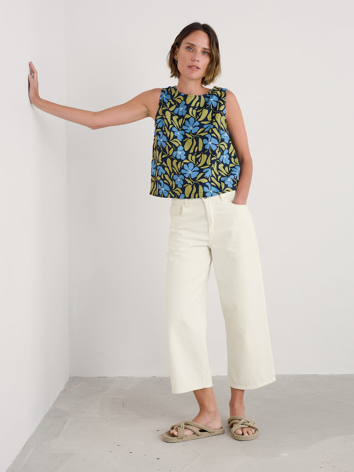 Seasalt Colour Study Top - Leafy Floral Maritime