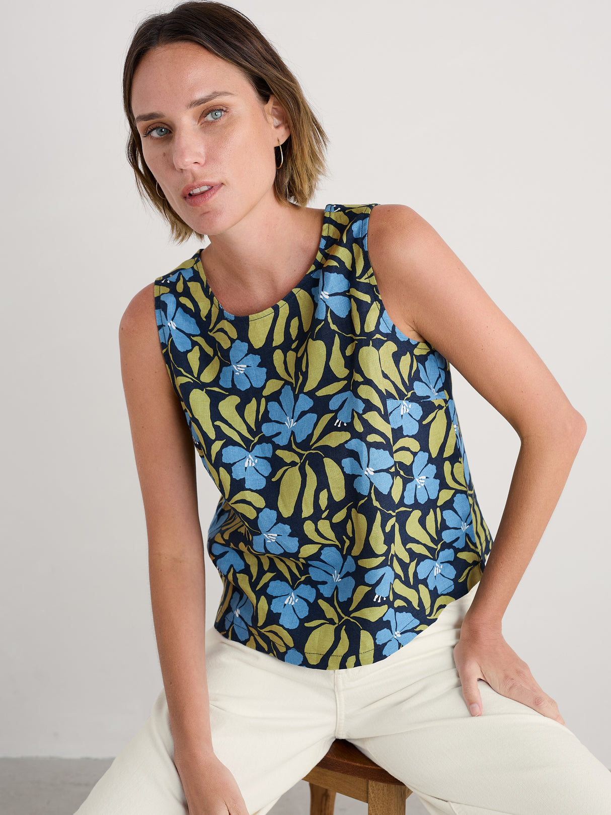 Seasalt Colour Study Top - Leafy Floral Maritime