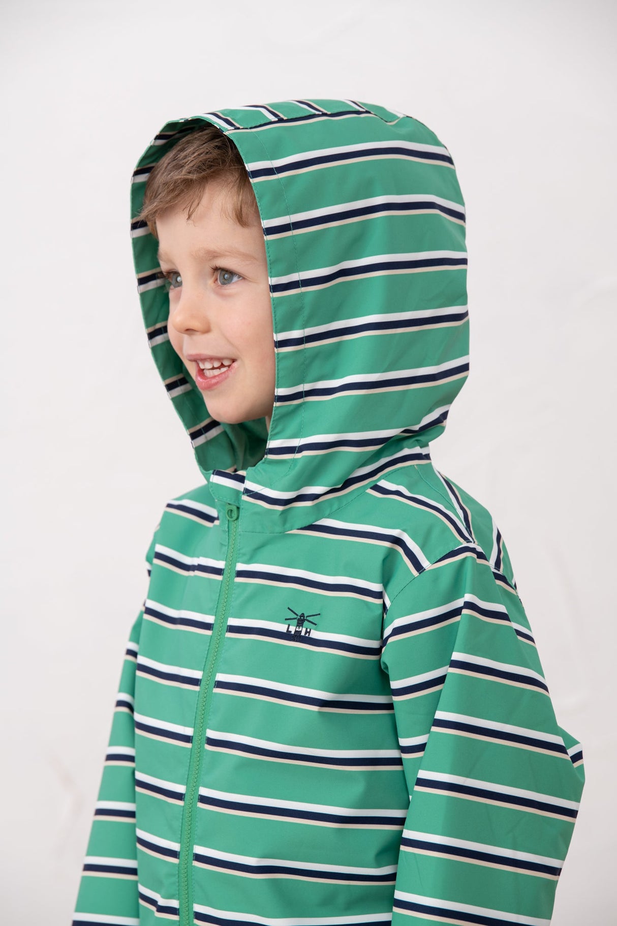 Lighthouse Ethan Boys Coat - Sea Green Stripe