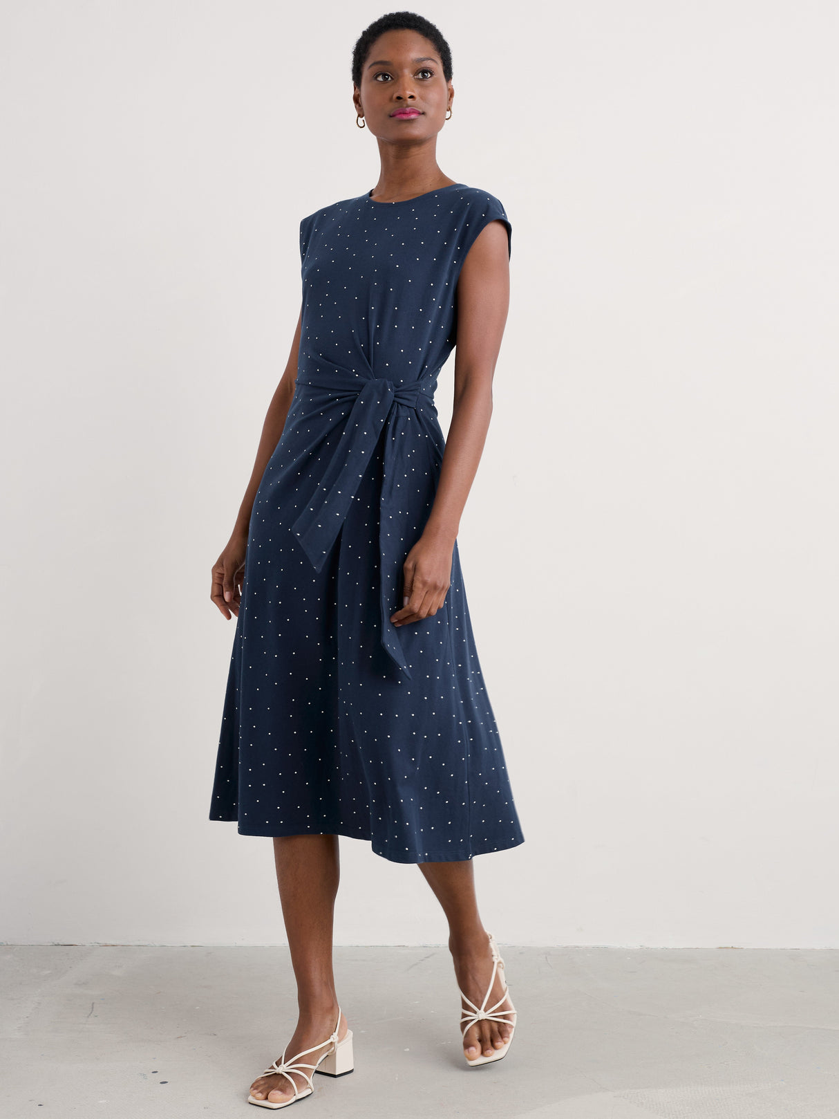 Seasalt Fettling Jersey Tie Detail Dress - Dotty Speckle Maritime