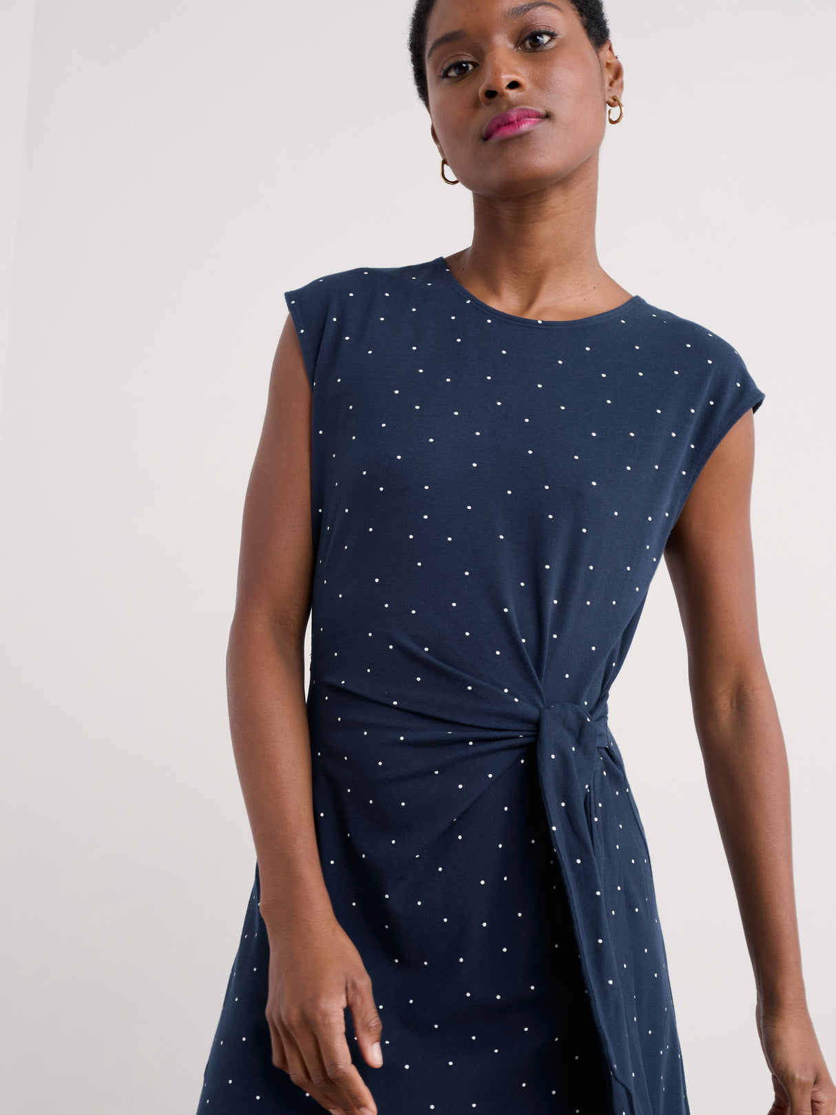 Seasalt Fettling Jersey Tie Detail Dress - Dotty Speckle Maritime