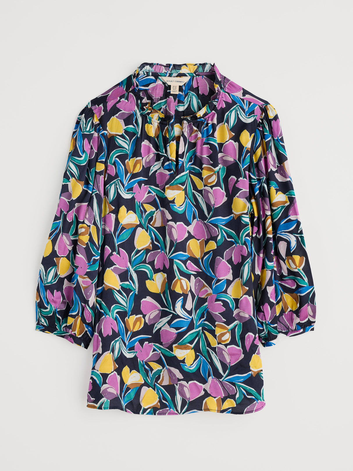 Seasalt Flower Weave Top - Collaged Tulips Maritime