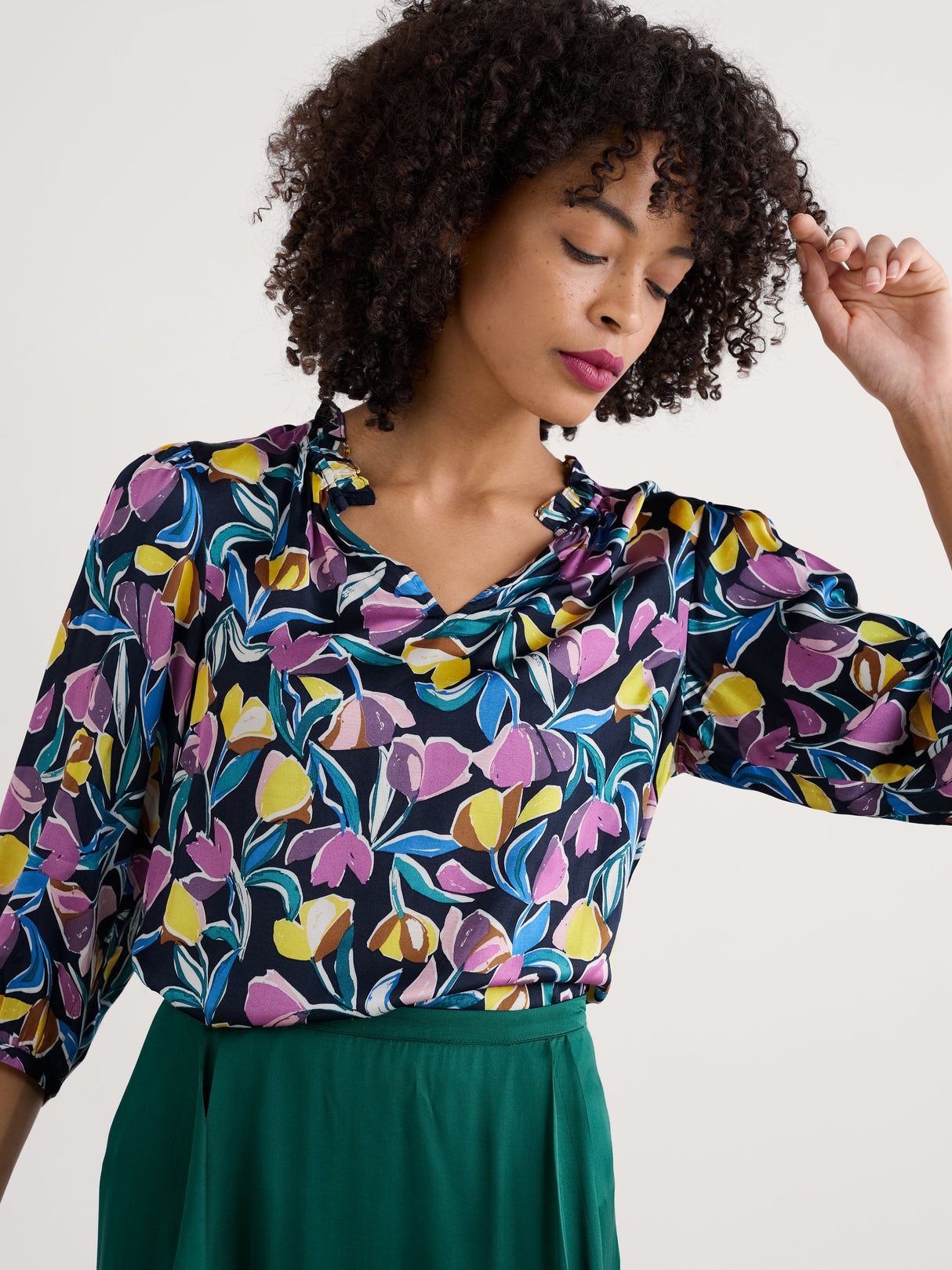 Seasalt Flower Weave Top - Collaged Tulips Maritime