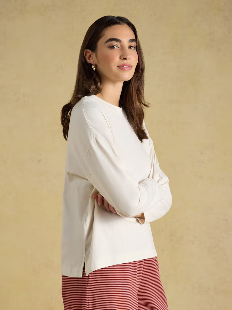 Joules Long Sleeve Jersey Top - Cream