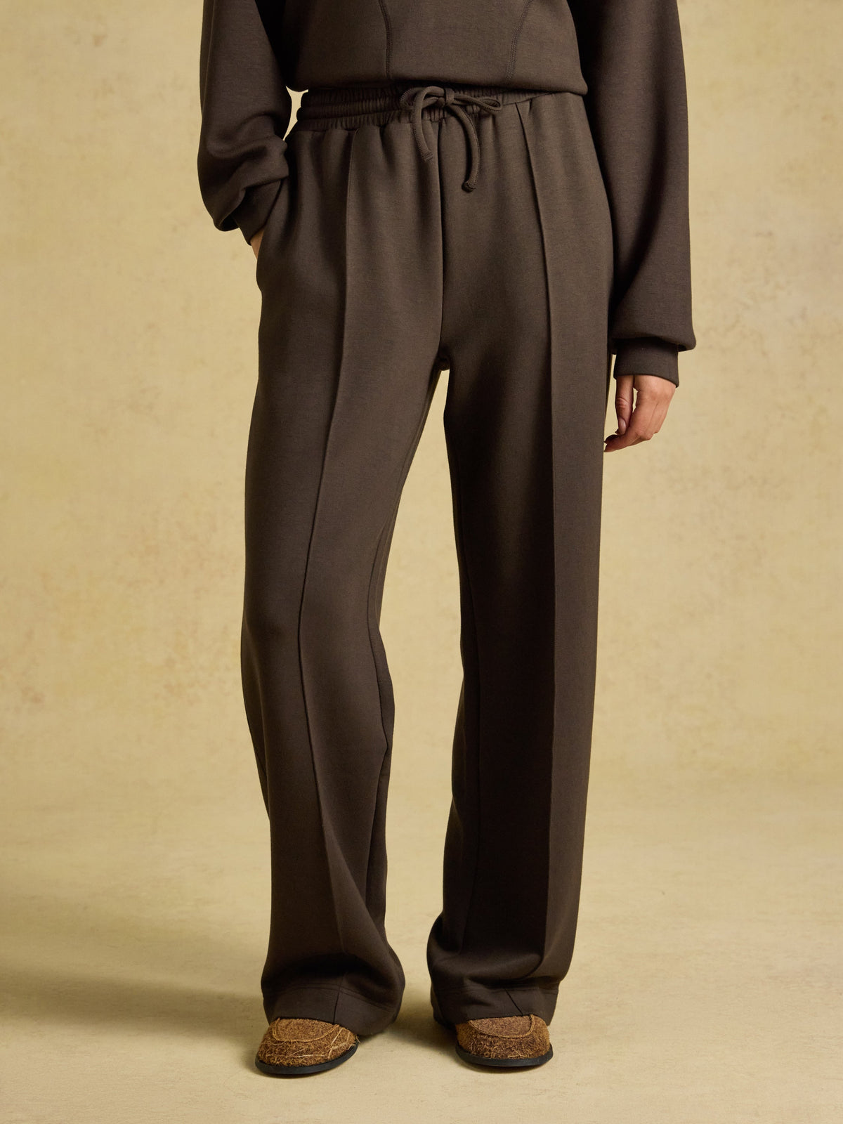 Joules Luxe Club Wide Leg Jogger - Chocolate Brown