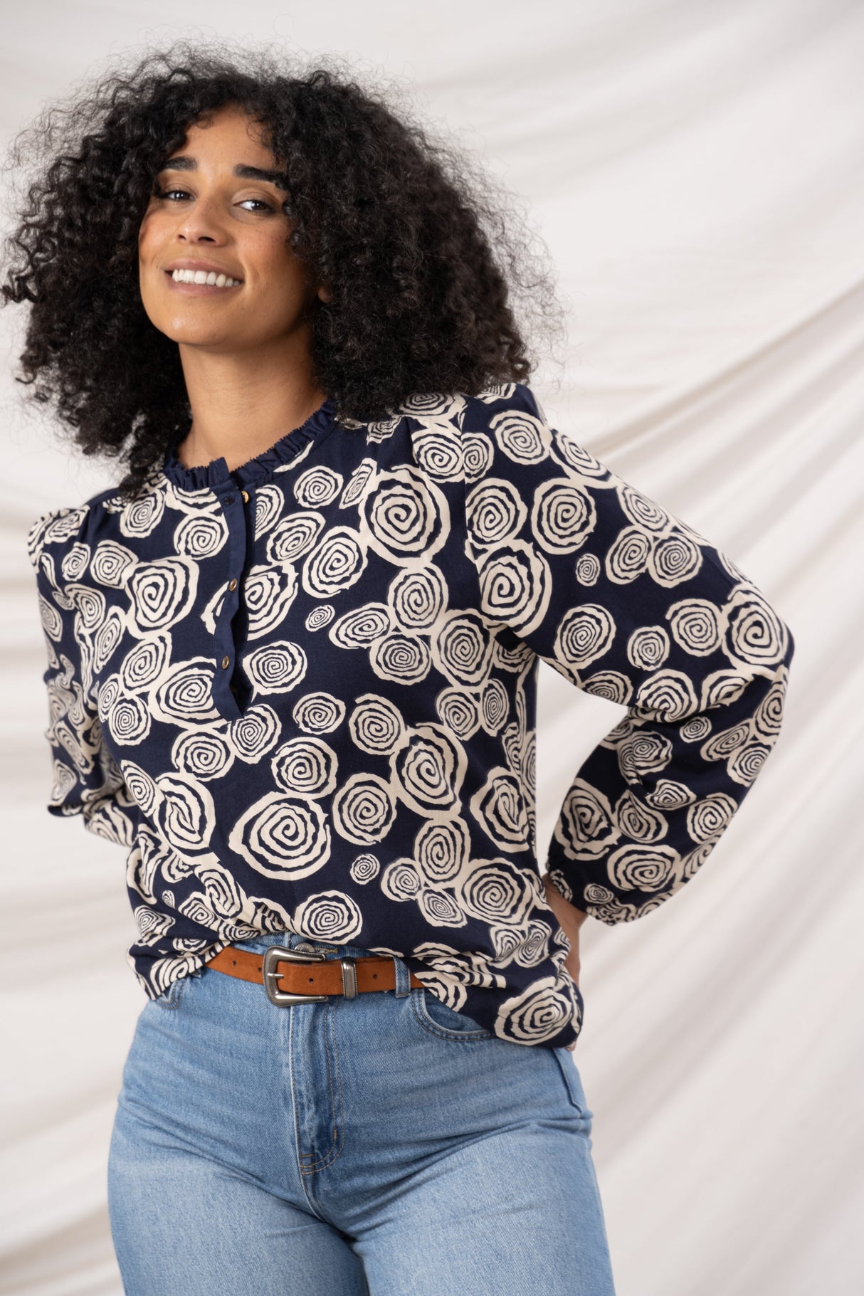 Lighthouse Ladies Juliette Blouse - Navy Swirl