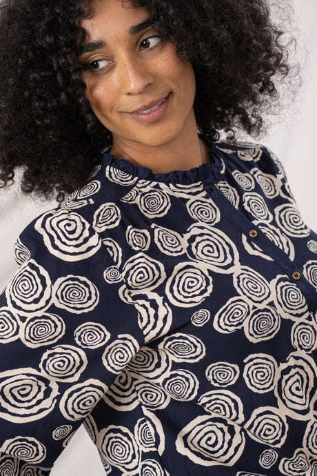 Lighthouse Ladies Juliette Blouse - Navy Swirl