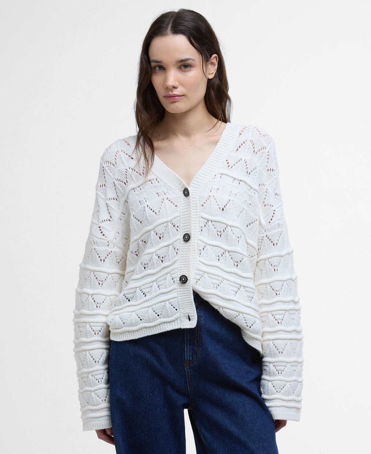 Barbour Isla Knitted Cardigan - Cloud