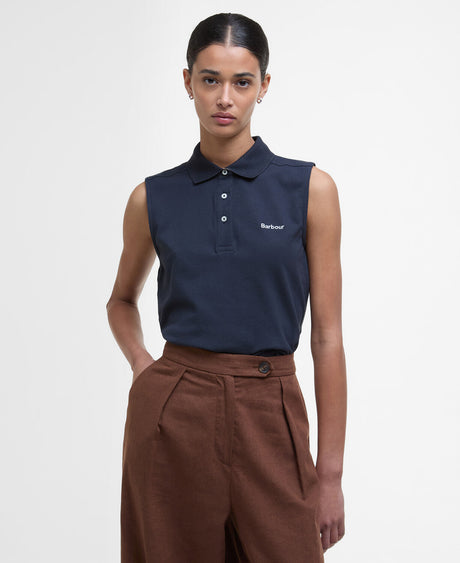 Barbour Bowford Sleeveless Polo Top - Navy