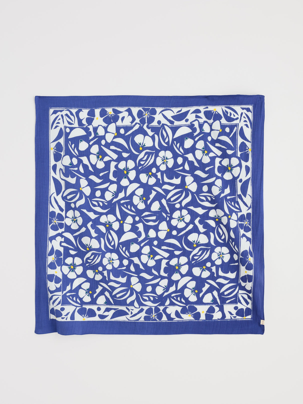 May Garland Square - Collaged Border Bright Marine