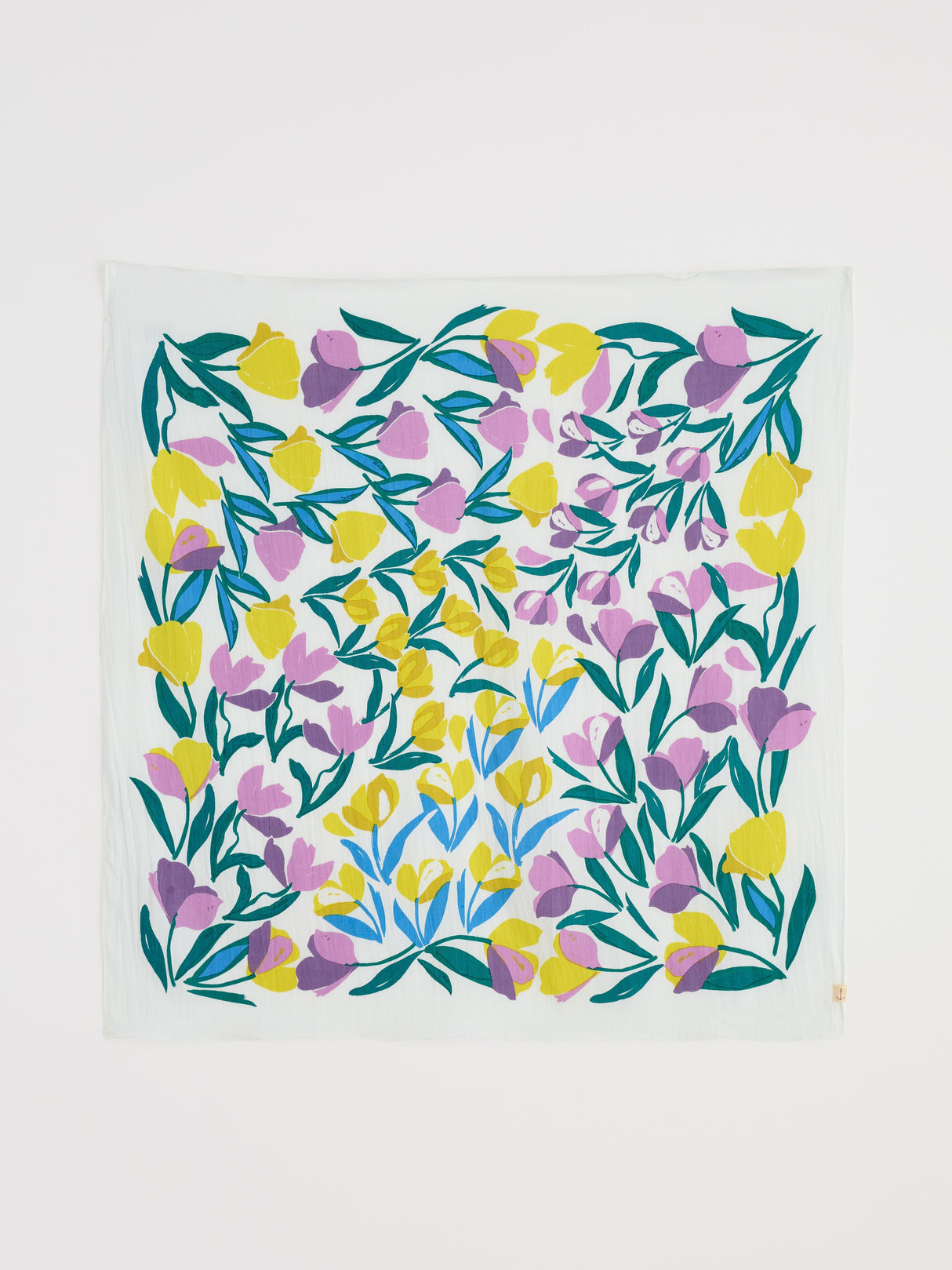 May Garland Square Collaged Tulips Border Chalk