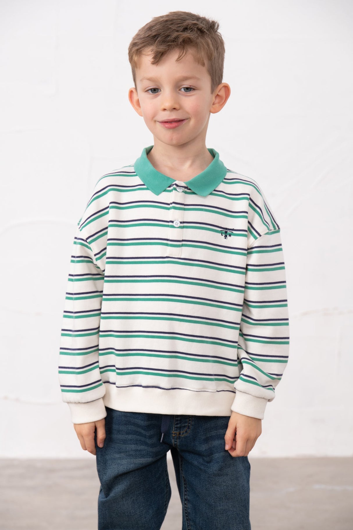 Lighthouse Myles Sweatshirt - Sea Green & Navy Stripe