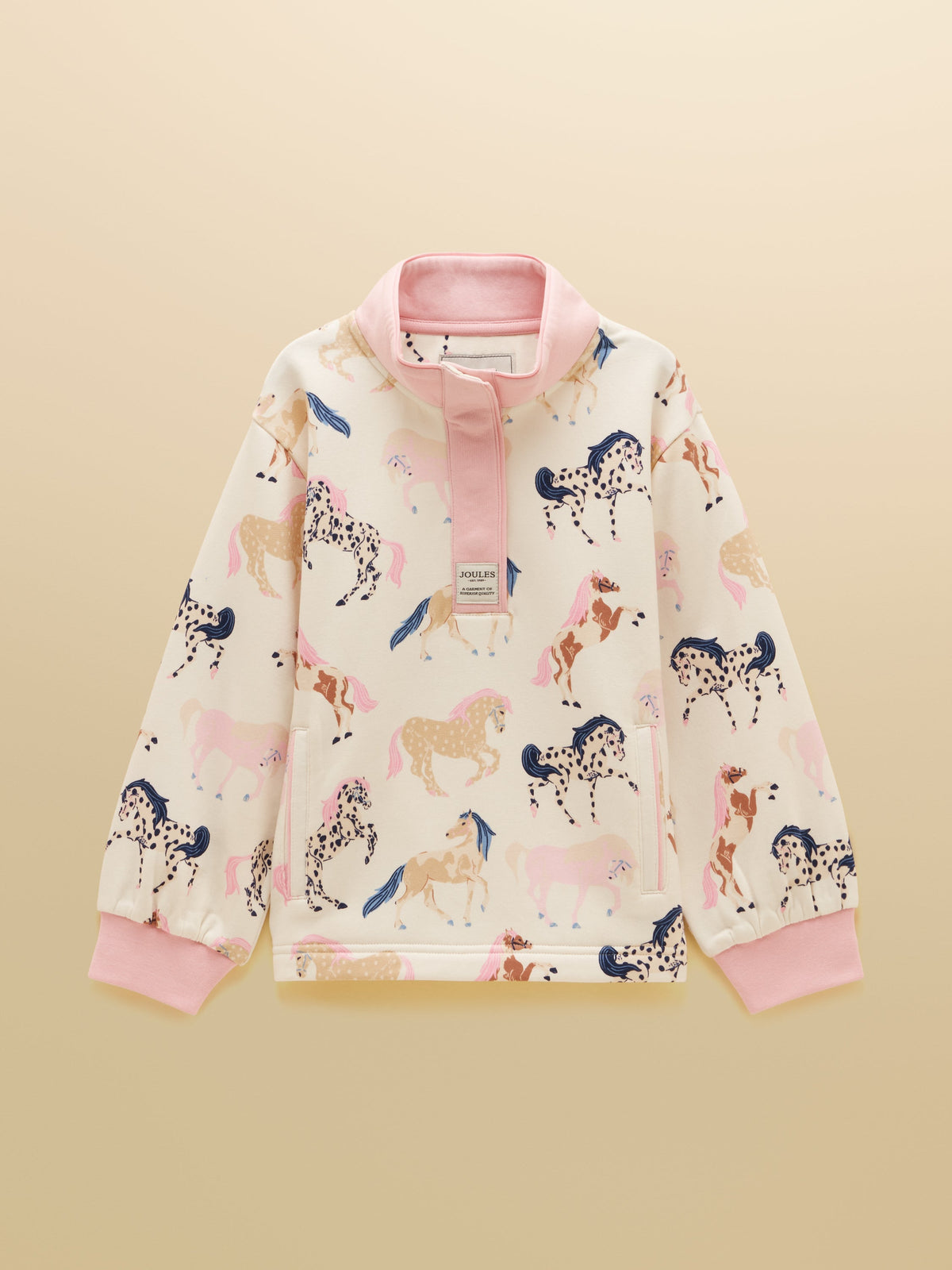 Joules Burnham Funnel Neck Sweatshirt - Cream Horse