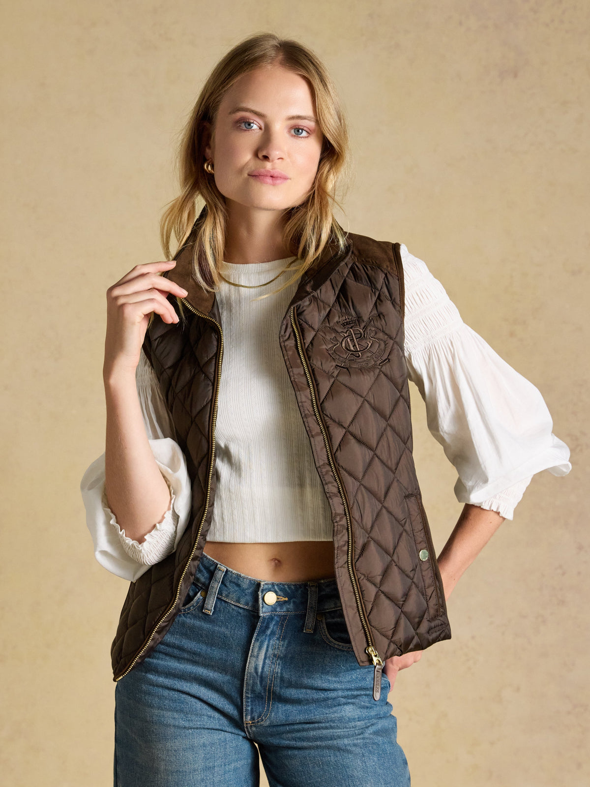 Joules Braemar Luxe Gilet - Chocolate Brown