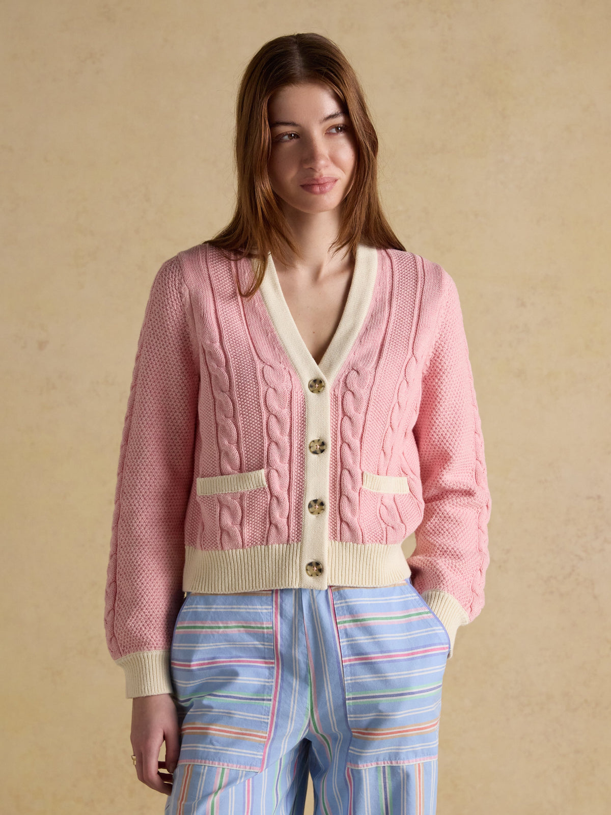 Joules V-Neck Cardigan - Pink*