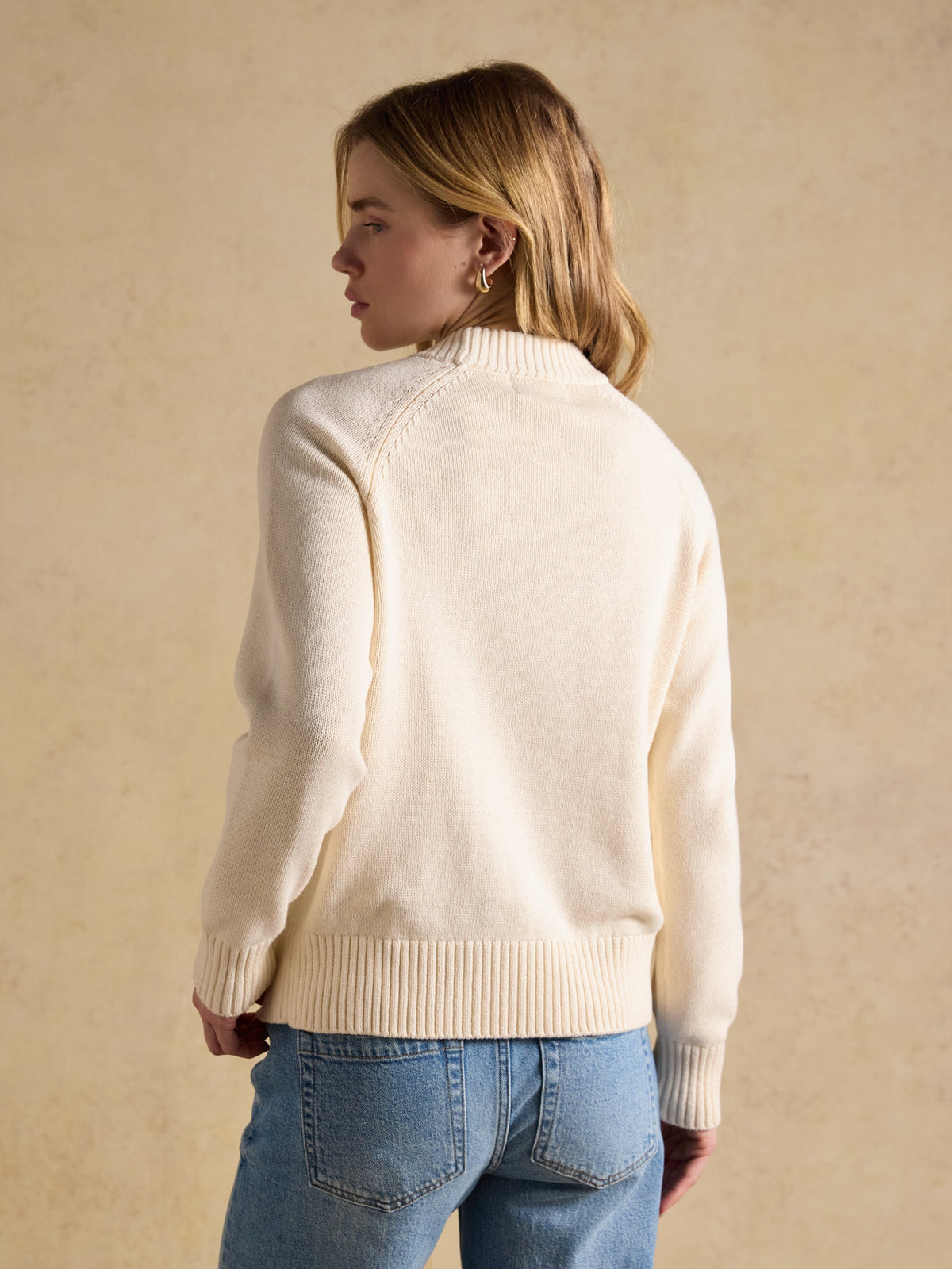 Joules Jonty Fox Embroidered Crew Neck - Cream