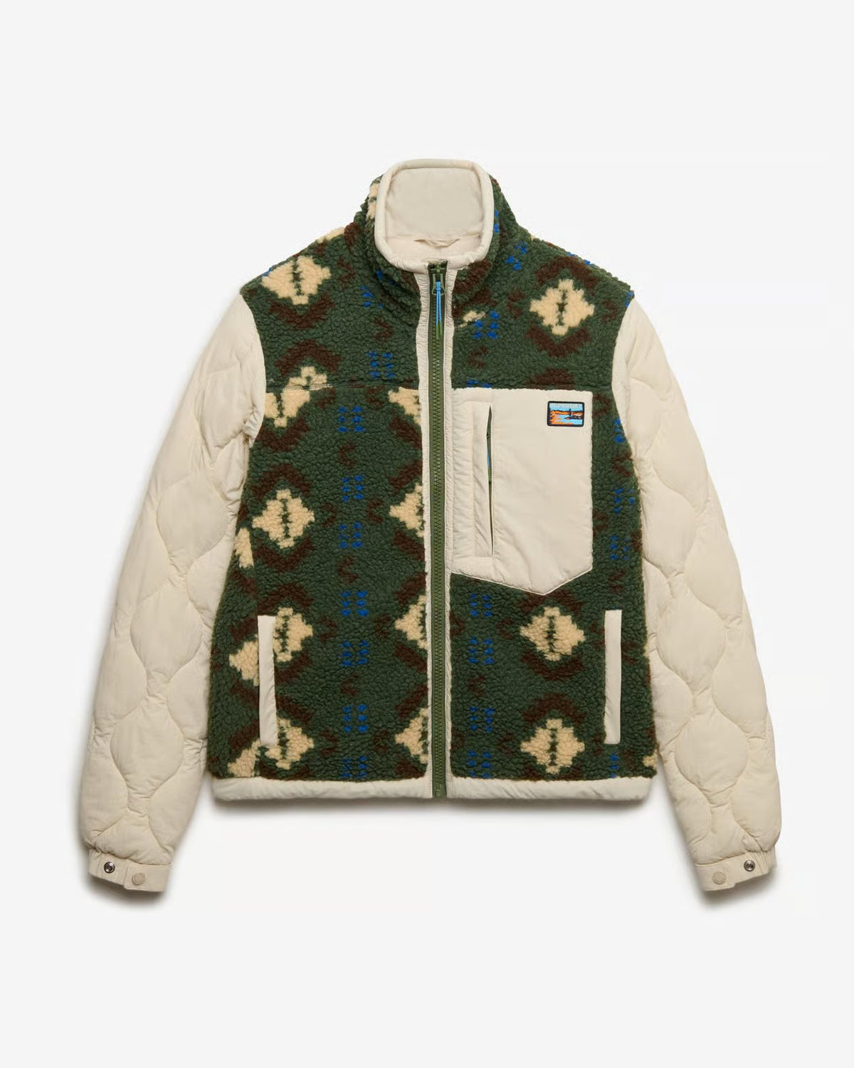 Superdry Fleece Onion Quilt Hybrid Jacket - Khaki Aztec
