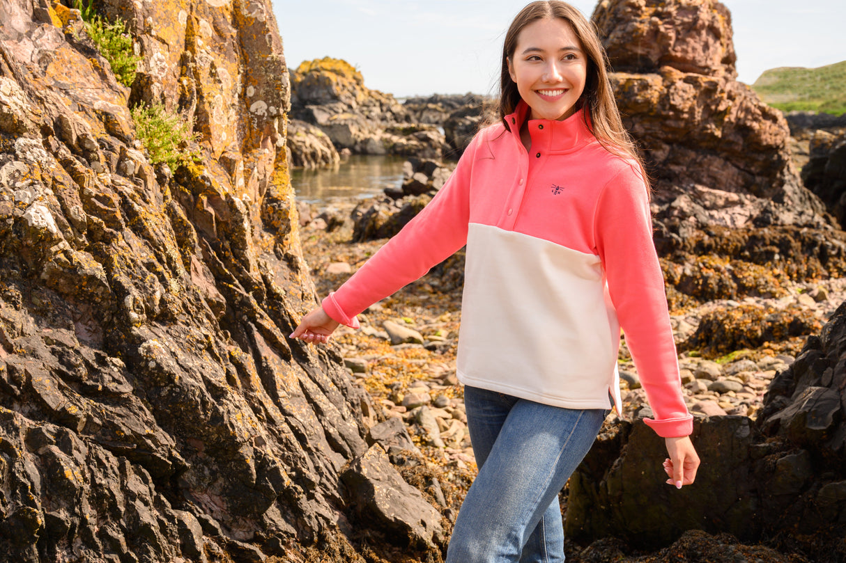 Lighthouse Haven Jersey - Coconut/Deep Coral