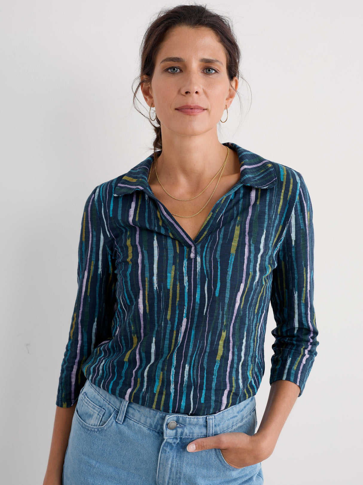 Seasalt Wavecrest Shirt - Painterly Stripe 
Maritime