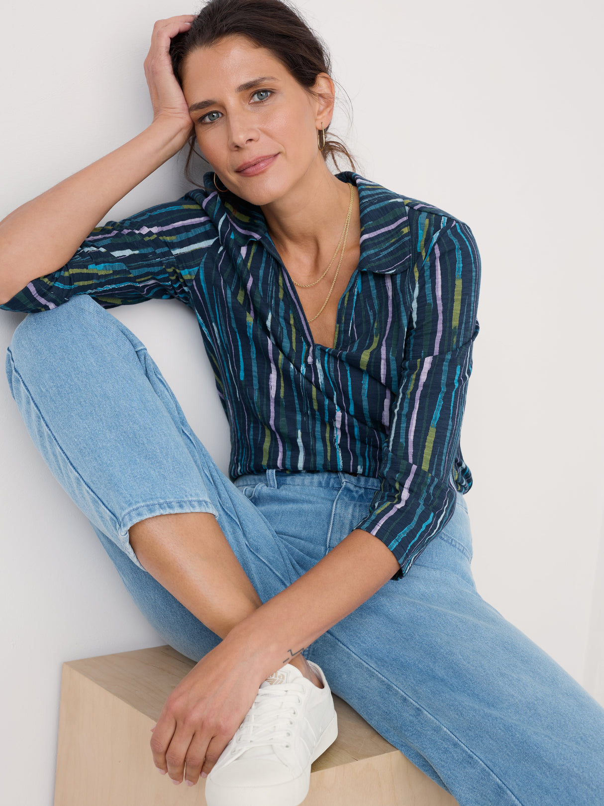 Seasalt Wavecrest Shirt - Painterly Stripe 
Maritime