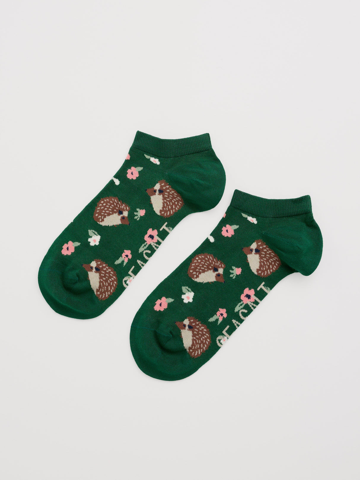 Women's Bamboo Arty Trainer Socks Hedgehog Meadow Dark Forag