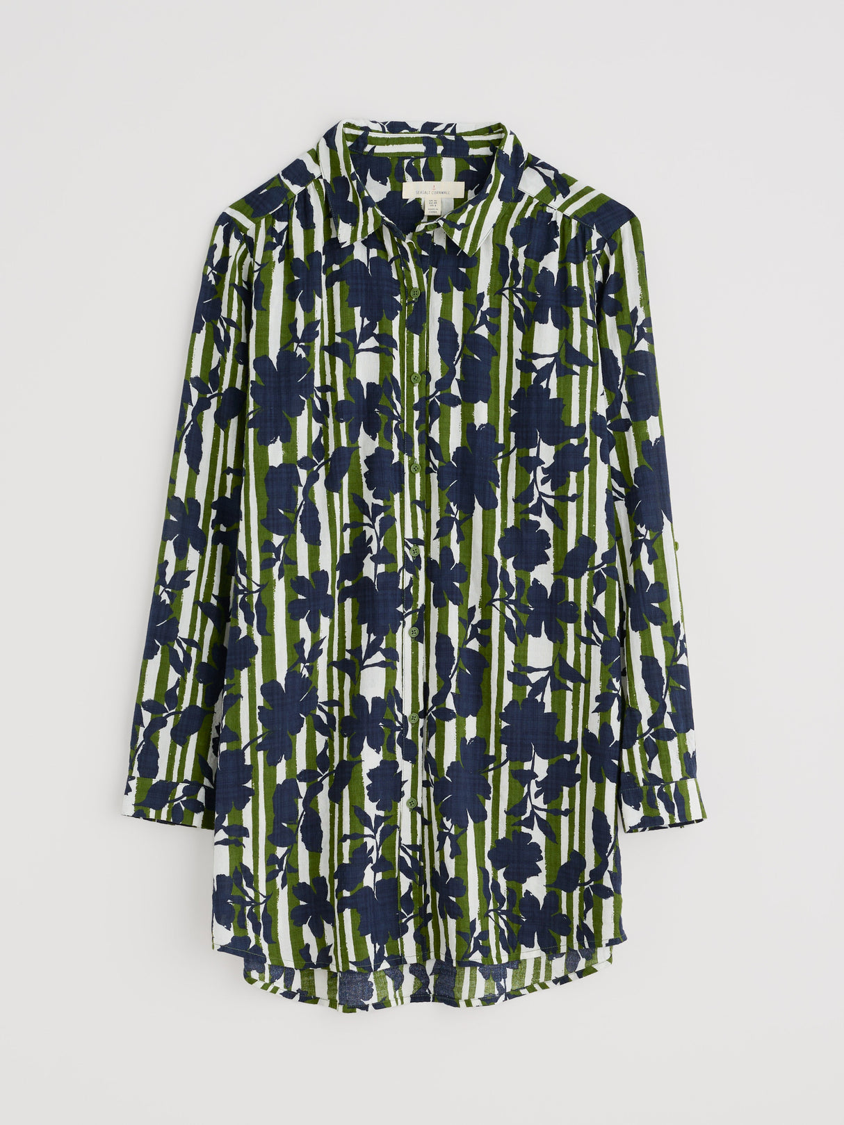 Seasalt Wren Flutter Shirt - Camellia Stripe Forest Green