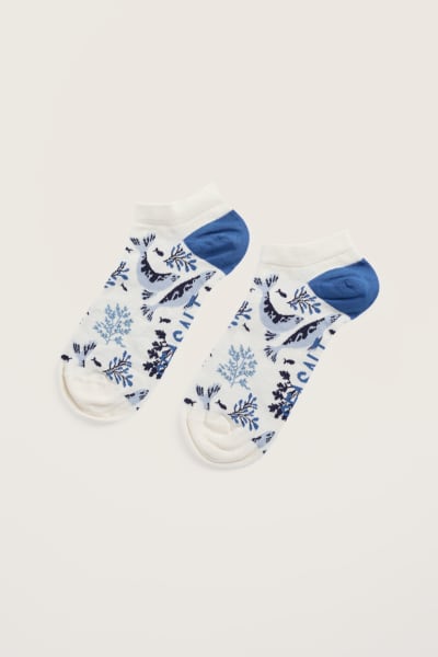 Seasalt Arty Trainer Socks - Harbour Seals Chalk