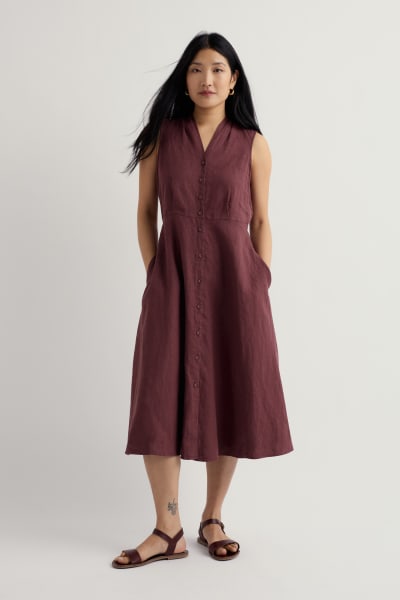 Seasalt Sleeveless Carved Wood Dress - Cacao