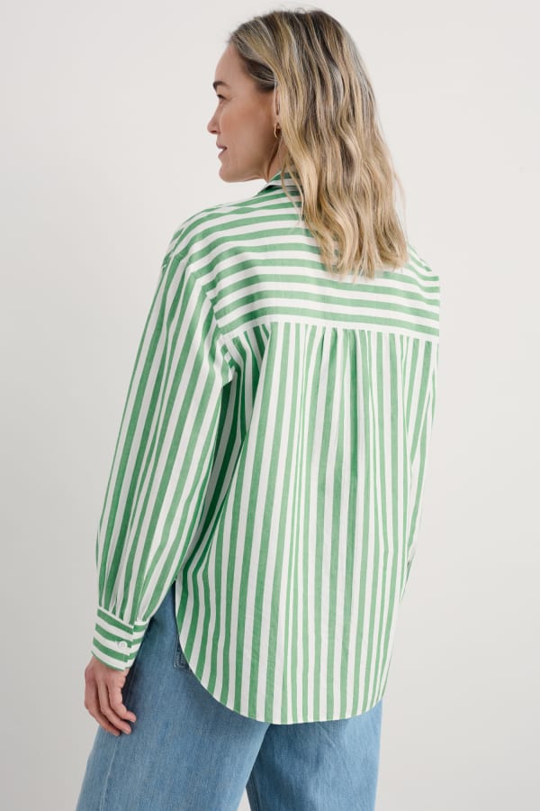 Seasalt Sea Path Shirt - Mini Scallion Stripe Hedgerow