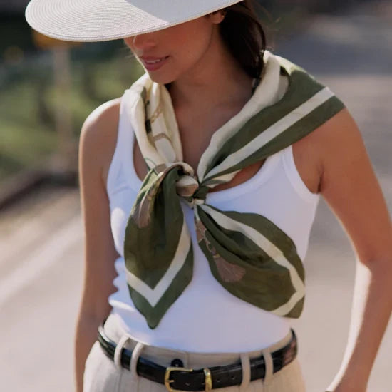 Hicks & Brown The Melford Silk Scarf in Olive Green