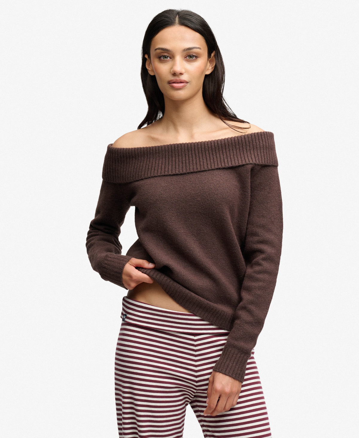 Superdry Bardot Knitted Jumper - Chestnut Brown