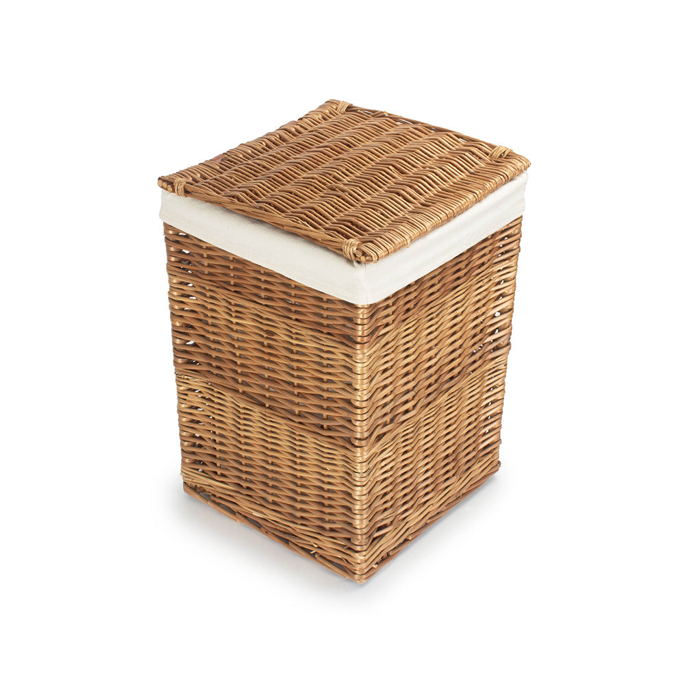 Light Steamed Square Laundry Basket With White Lining