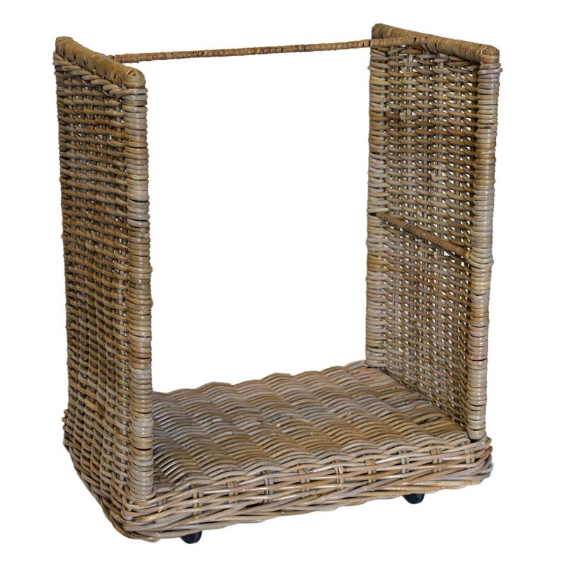 Large Rattan Log Basket with Wheels | Erne Log Holder