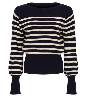 Helena Lurex Stripe Cashmere Jumper - Blue & Cream
