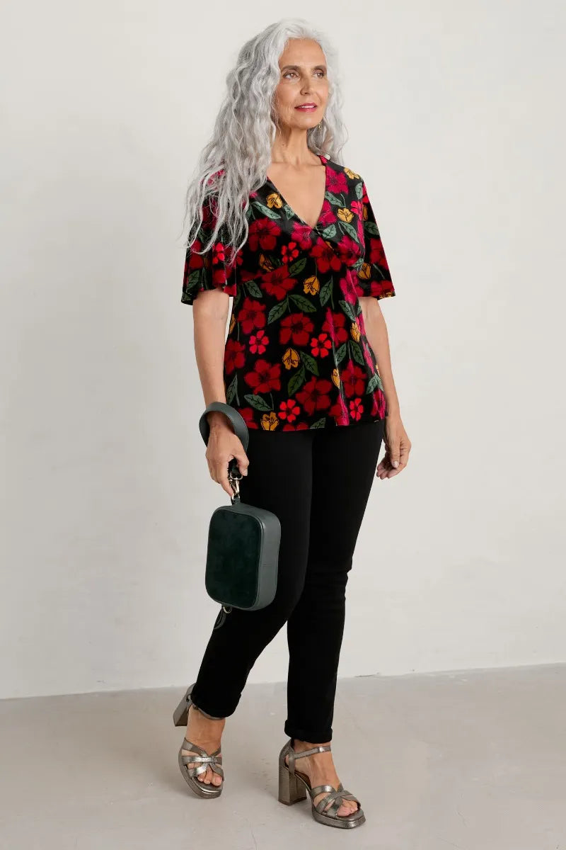 Seasalt Capsule Top - Collaged Rose Onyx Carmine