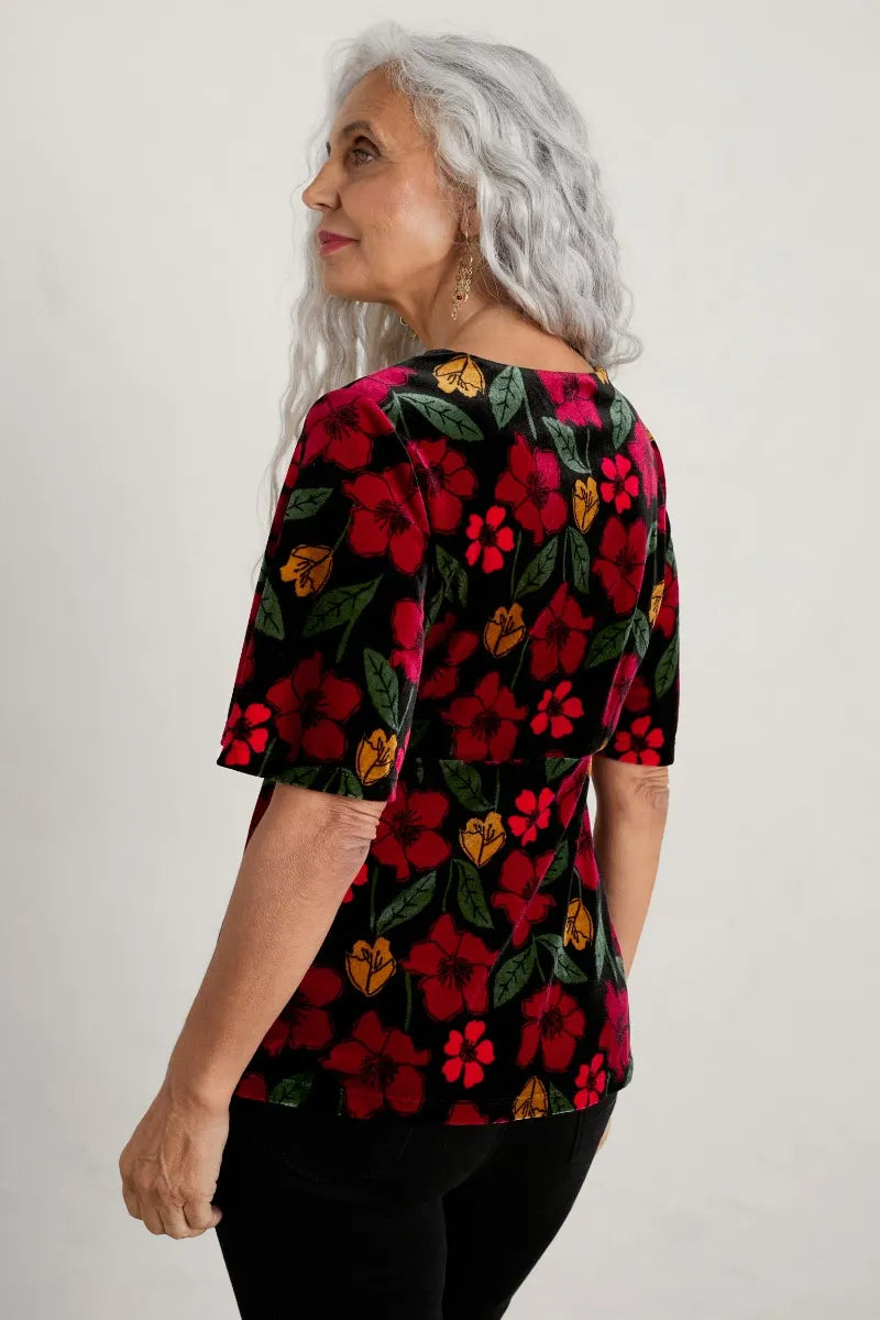 Seasalt Capsule Top - Collaged Rose Onyx Carmine