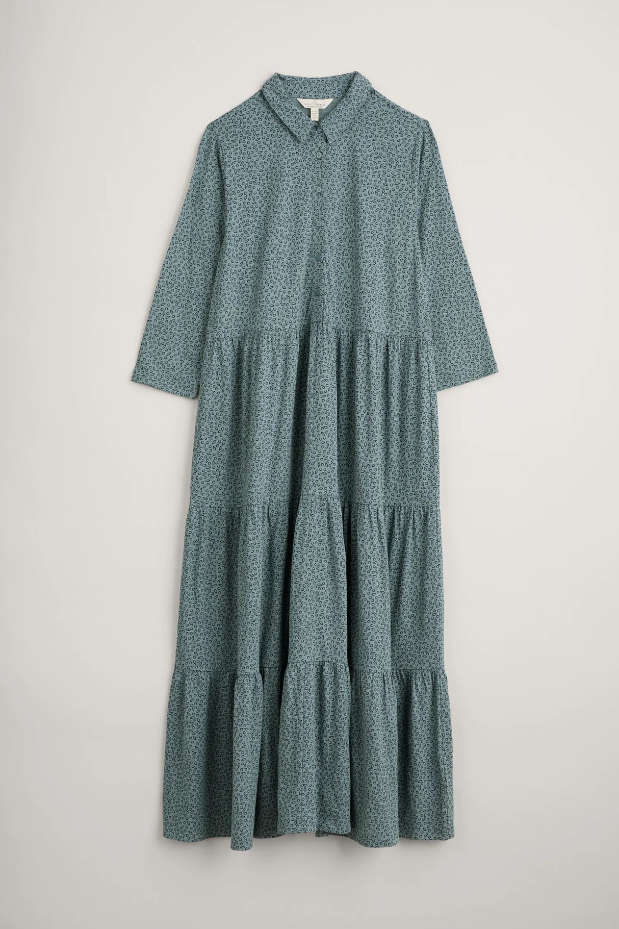 Seasalt Windflower 3/4 Sleeve Tiered Dress - Dotty Leaves Lichen