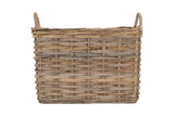 Small Rectangular Grey Rattan Hallway Log Basket